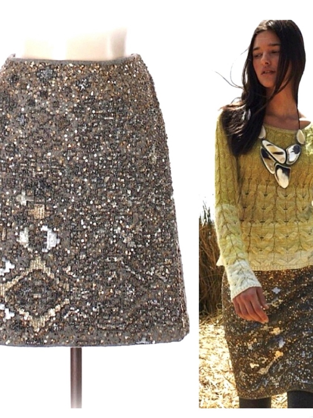 Moulinette Souers Embellished Metallic Beaded Mini Skirt - grey/Silver